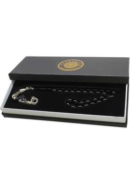 Kararmaz Metal Ayyıldız Püsküllü Arpa Kesim Siyah Sıkma Kehribar Tesbih indirimleri