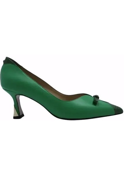 Hakiki Deri Yesıl Ayakkabı Stiletto 9841 115