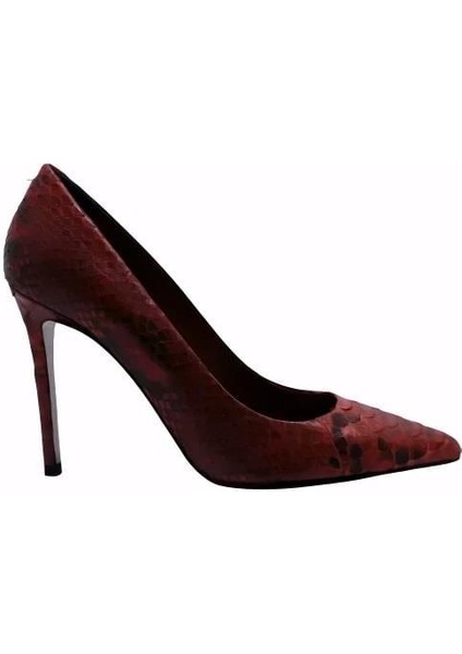 Hakiki Yılan Deri Kırmızı Ayakkabı Stiletto 2536 05 Yln