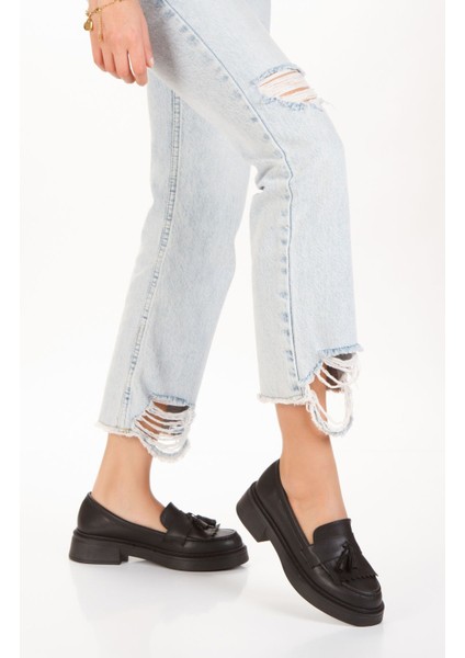 Kadın Mat Rugan Püsküllü Oxford Ayakkabı 4035 fırsatları