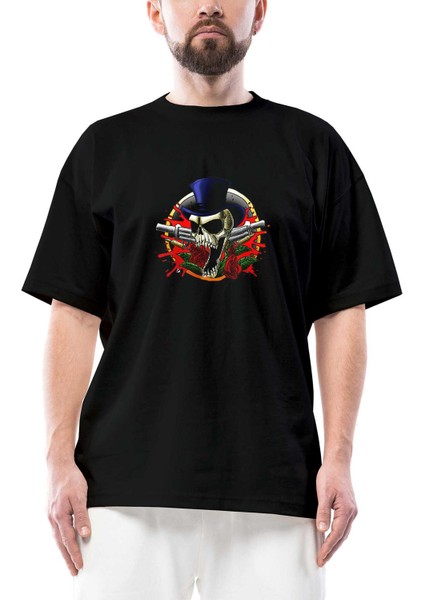 Guns N Roses Mr Skull Siyah Oversize Tişört