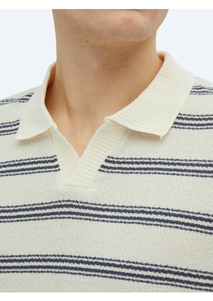 Lacivert Çizgili Polo Yaka Pamuk Karışımlı T-Shirt fırsatları