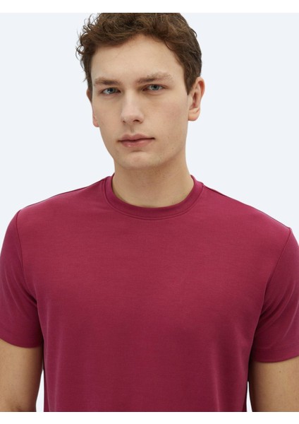 Mürdüm Düz Bisiklet Yaka T-Shirt modelleri