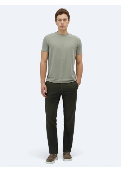 Haki Düz Bisiklet Yaka T-Shirt fiyatları