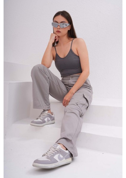 Kadın Kargo Cepli Yüksek Bel Wide Leg jeans fırsatları