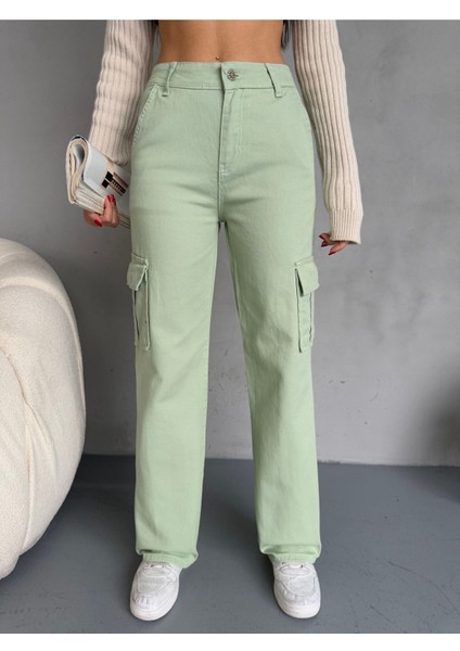 Kadın Kargo Cepli Yüksek Bel Wide Leg jeans modelleri