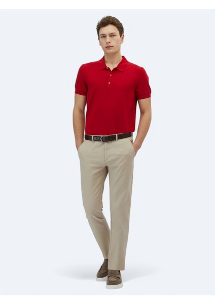 Kırmızı Polo Yaka Düz Örgü Triko fiyatları
