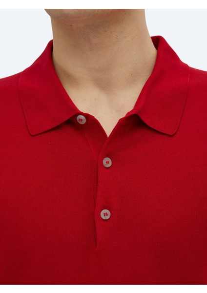 Kırmızı Polo Yaka Düz Örgü Triko fırsatları