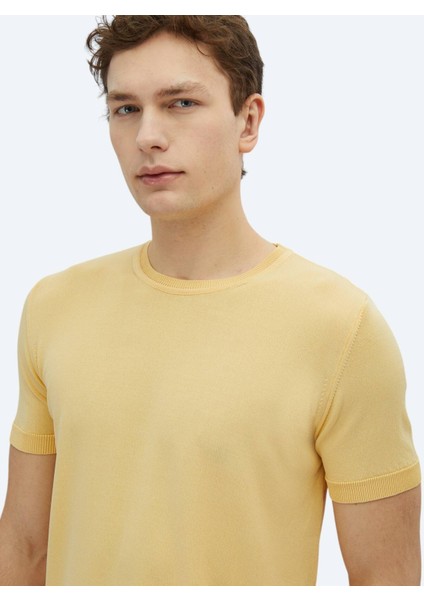 Sarı Bisiklet Yaka Düz Örgü Triko modelleri