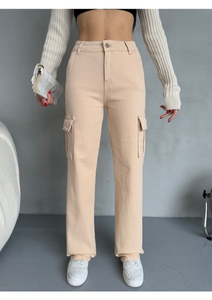 Kadın Kargo Cepli Yüksek Bel Wide Leg jeans modelleri