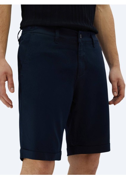 Lacivert Düz Dokuma Slim Fit Casual Pamuk Karışımlı Bermuda modelleri