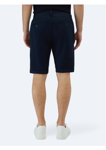 Lacivert Düz Dokuma Slim Fit Casual Pamuk Karışımlı Bermuda fırsatları