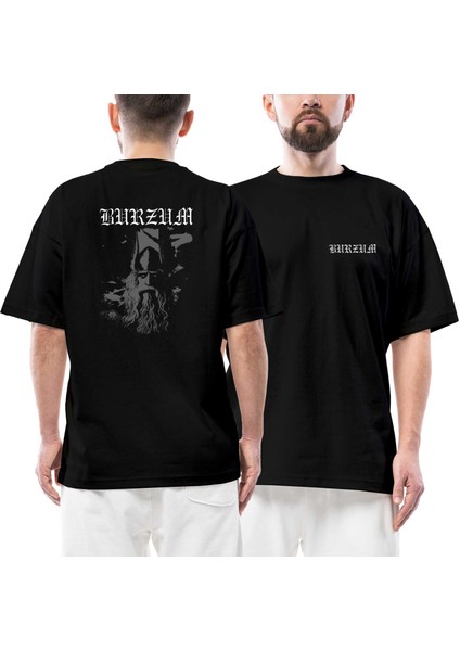 Burzum True Norwegian Black Metal Ön Arka Baskılı Siyah Oversize Tişört
