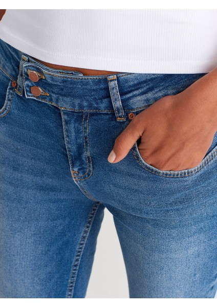 71971 Kalın Kemerli Bootcut Denim Pantolon-Mavi modelleri
