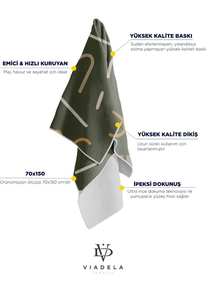 Soyut Geometrik Desenli Yeşil Plaj Havlusu – Modern ve Minimal Yaz Tasarımı indirimleri