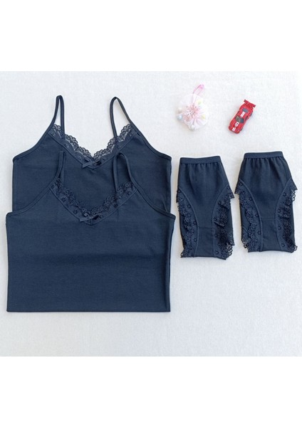 Dantelli 2 Li Kadın Atlet Külot Iç Çamaşır Takımı