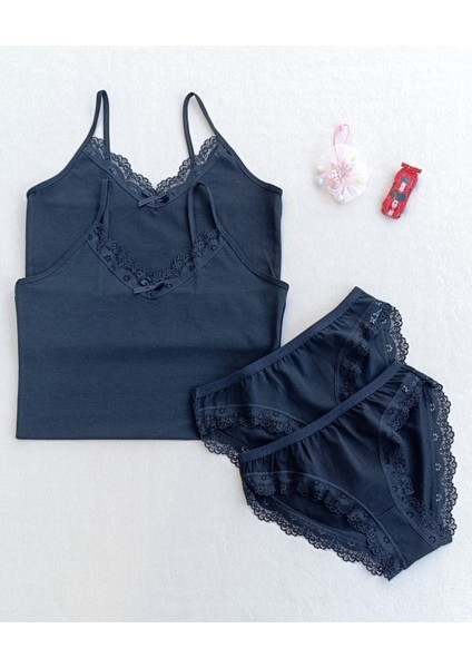 Dantelli 2 Li Kadın Atlet Külot Iç Çamaşır Takımı modelleri