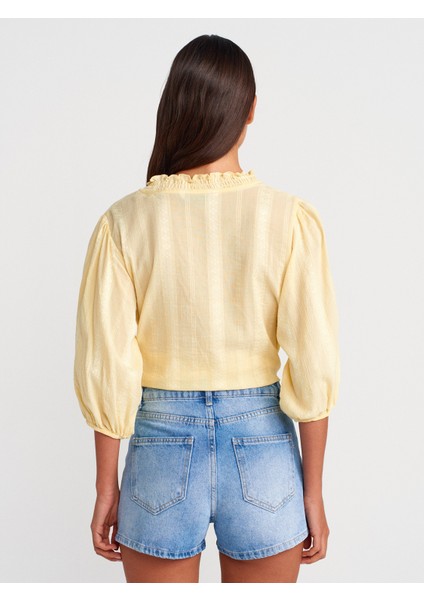 71974 Taşlanmış Mom Denim Şort-Mavi fiyatları