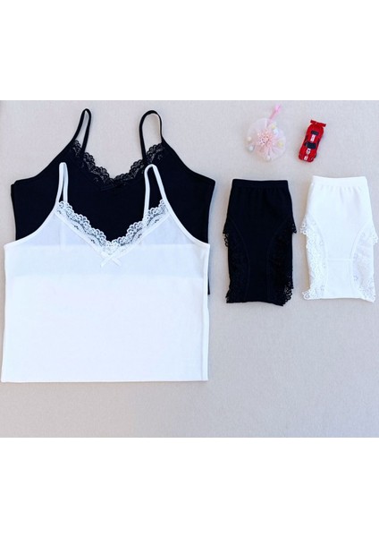 Dantelli 2 Li Kadın Atlet Külot Iç Çamaşır Takımı