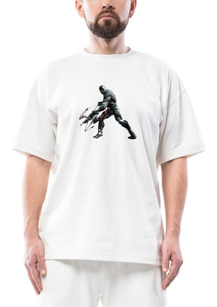 Crysis Warrior Oversize Beyaz Tişört