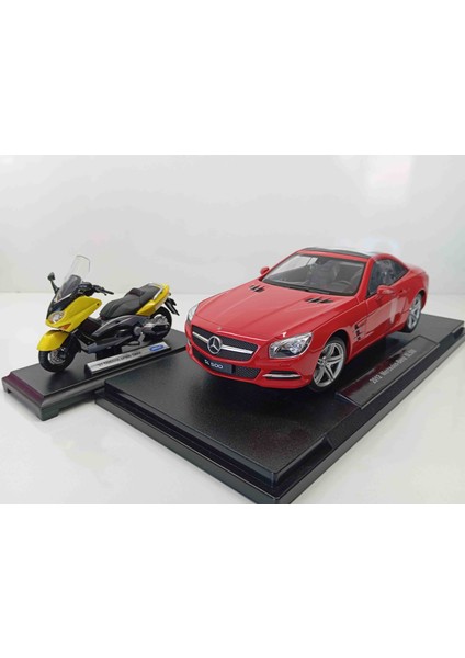 Dianomi // Welly 1:18 Ölçek 2012 Mercedes Benz SL500/ 01 Yamaha Xp 500 Tmax / 2 Li Set modelleri