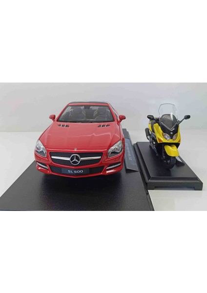 Dianomi // Welly 1:18 Ölçek 2012 Mercedes Benz SL500/ 01 Yamaha Xp 500 Tmax / 2 Li Set fırsatları
