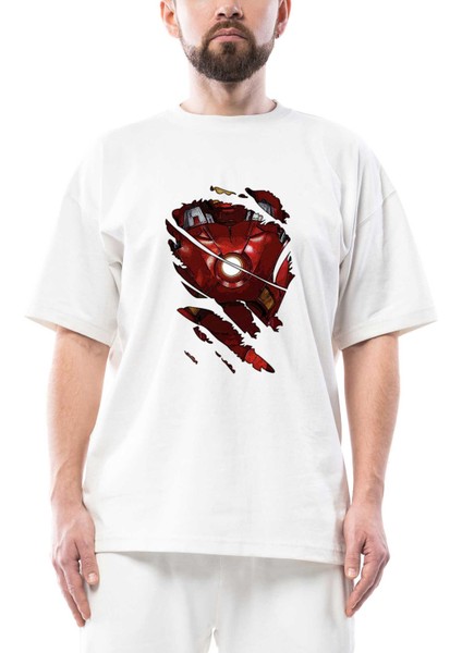 Iron Man Body Oversize Beyaz Tişört