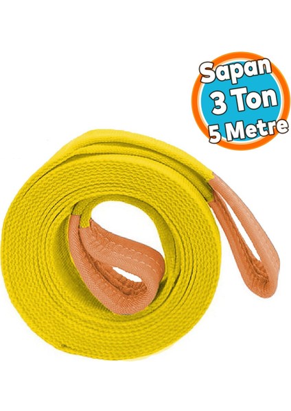 Yük Kaldırma Spanzet Sarı Renk 3 Ton 5 Metre Dokuma Sapan Polyester Sağlam Taşıma Indirme Halat