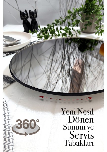 Füme Ayna, Dönen Standlı Lüx Servis Sunum Tabağı, Dönen Pasta ve Peynir Tabağı Standı fırsatları