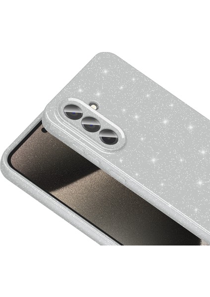 Samsung Galaxy A56 Uyumlu Kılıf Koton Simli Gri + Ekran Koruyucu modelleri