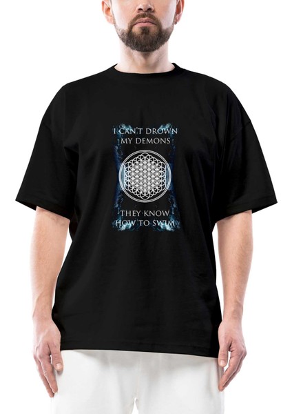 Bring Me The Horizon I Can't Drown My Demons Oversize Siyah Tişört