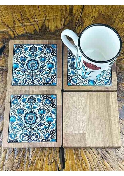 Yeni Iş Hediyesi Ahşap Bardak Altlığı Takımı