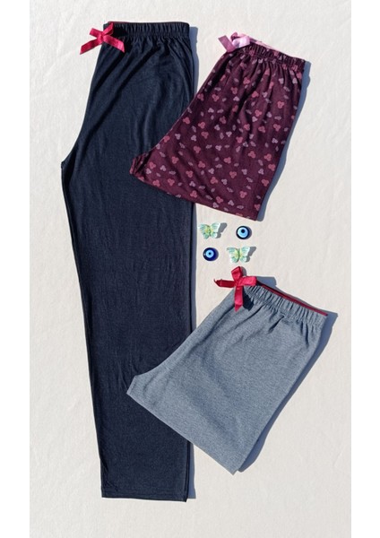 Mevsimlik Yumuşak Dokulu 3'lü Kadın Pijama