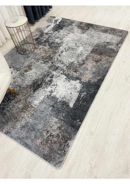 Gri Renk Abstract Desen Kaymaz Taban Halı