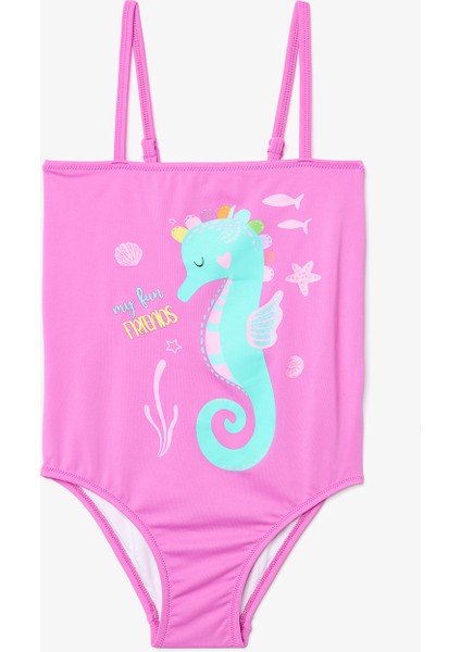 Pembe Kız Çocuk Sweet Seahorse Straplez Mayo