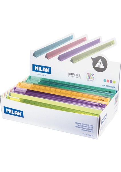 Mılan 351260LK2 New Look Üçgen Renkli Cetvel 15CM - 60 Lı