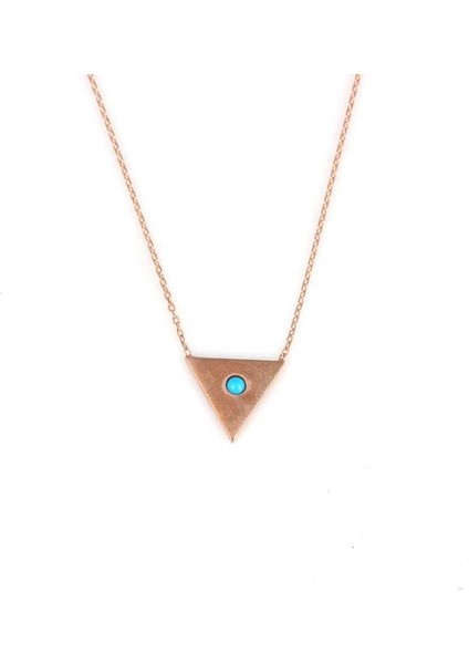 925 Ayar Gümüş Turkuaz Taşlı Üçgen Kolye fiyatları