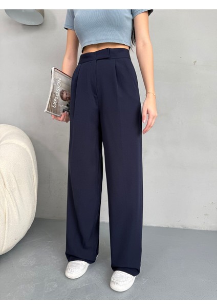 Kadın Cırt Kapama Geniş Paça Palazzo Kumaş Pantolon