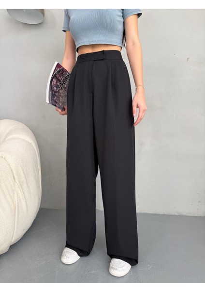 Kadın Cırt Kapama Geniş Paça Palazzo Kumaş Pantolon