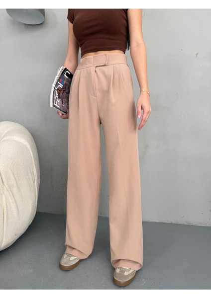Kadın Cırt Kapama Geniş Paça Palazzo Kumaş Pantolon