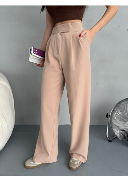 Kadın Cırt Kapama Geniş Paça Palazzo Kumaş Pantolon fiyatları