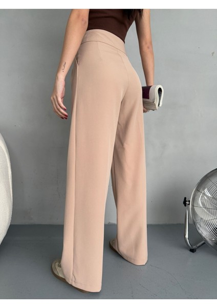 Kadın Cırt Kapama Geniş Paça Palazzo Kumaş Pantolon fırsatları