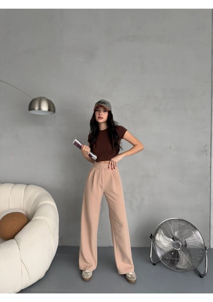 Kadın Cırt Kapama Geniş Paça Palazzo Kumaş Pantolon indirimleri