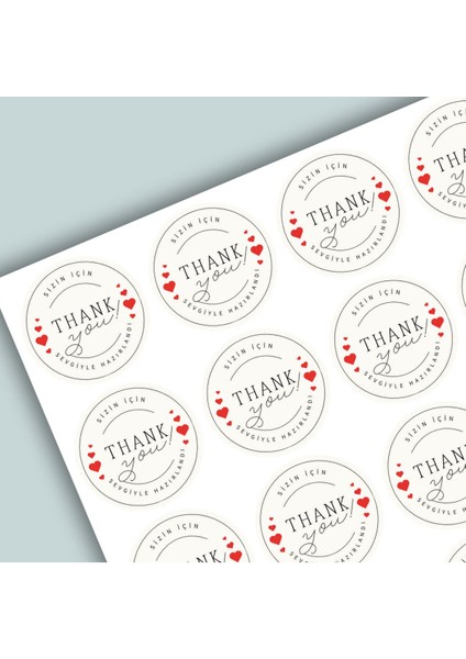 Thank You Sticker Teşekkürler Etiketi Kargo Ambalaj Paketleme 3,5 cm 105 Adet Kuşe Yapışkanlı Parlak