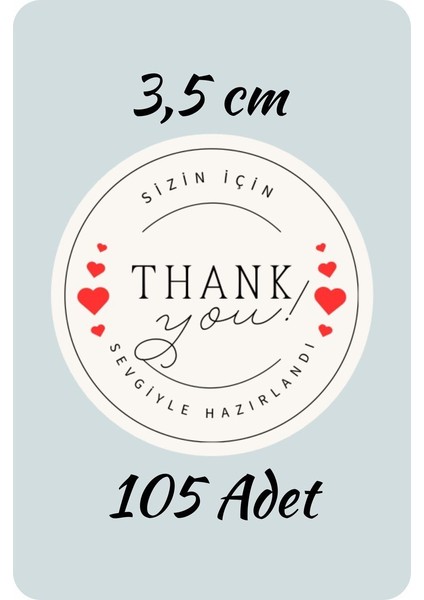 Thank You Sticker Teşekkürler Etiketi Kargo Ambalaj Paketleme 3,5 cm 105 Adet Kuşe Yapışkanlı Parlak modelleri