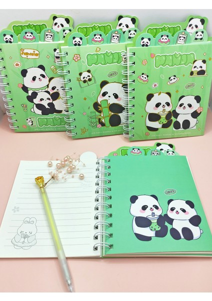 Sevimli Panda Ayraçlı A5 Not Defteri (14X18 Cm) - Panda ve Bambu