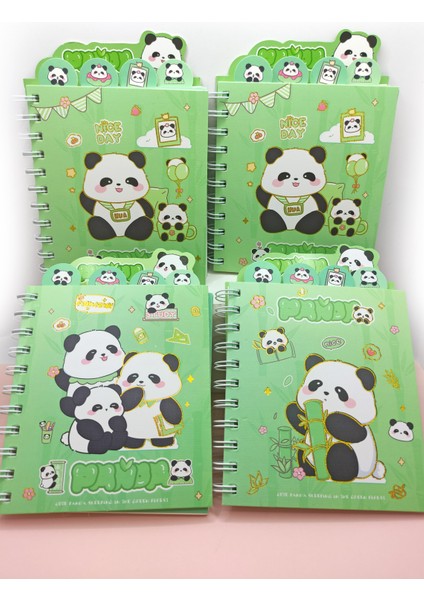 Sevimli Panda Ayraçlı A5 Not Defteri (14X18 Cm) - Panda ve Bambu
