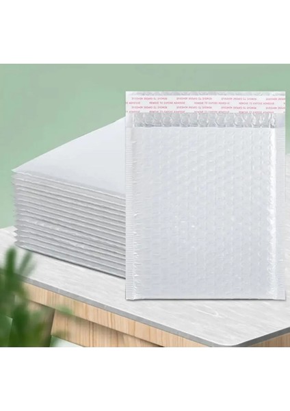 Ozn Aksesuar Bantlı Beyaz Patpatlı Balonlu Kargo Poşeti E Ticaret Poşeti 50 Adet 11X13+4