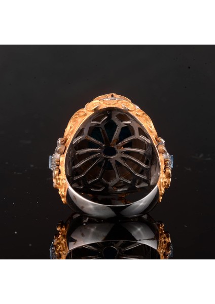 Doğal Druzy Kuvars ile Gümüş Doğum Taşı Yüzüğü - Gümüş Erkek Büyük Yüzük indirimleri