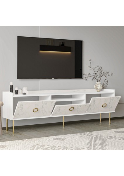 Inarch Dizayn T0015 Lidya Kapaklı, Açık Raflı Tv Sehpası, Tv Ünitesi